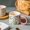 Filiżanki spodki kwiatowe ceramiczne kubki kawy na śniadanie herbatę