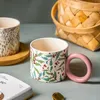 Tazze Piattini Tazze in ceramica floreale Tazza da caffè per la colazione L'ora del tè Simpatico espresso originale con manico Bicchieri nordici vintage Decorazioni per la casa