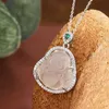 Hangertjeskettingen Sterling Zilver met Diamanten en Witte Jade Merg Maitreya Boeddha Ketting Nieuwe Chinese Stijl Eenvoudig Licht Luxe Exquise Boeddha St Fe5b