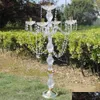 Portacandele Portacandele Nuovi 90 cm di altezza Acrilico 5 bracci Candelabri in metallo color dorato con pendenti in cristallo Centro portacandele da sposa Dh9Fs