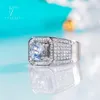 リングFENTTECI 925 STERLING SILVER MOISSANITE RINGグループダイヤモンドメンズリングラグジュアリーリング2CT 3CT 5CT Luxury Jewelry for Menでいっぱい