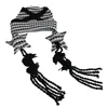 Berets Vintage Knitted Striped Hat Winter Warm Harajuku Exaggerated Star Strap Tassels Braid Earflap Skull Cap DXAA