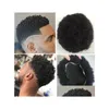 Perucas infantis masculinas fl lace toupee brasileiro virgem remy substituição de cabelo humano jato preto 1 4mm afro onda homens hairpieces para mim dhbdr