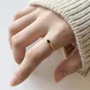Rings WTLTC Thin Black Eye Thumb Rings for Women 925 Sterling Sliver Finger Rings Personality Custom Stacked Thumb Rings Adjustable