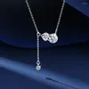 Chaînes de luxe haut de gamme S925 Sterling Silver Platinum PT950 1.5 Moissanite Gourd Collier Clavicule Chaîne Pour Femmes Bijoux Cadeau