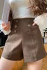Pantalones cortos para mujer Dabuwawa Empire Slim Short Fiesta de Navidad Falda de línea a con doble botonadura Mujeres 2024 Comentarios coreanos Mucha ropa DM1DSP002