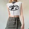 Damen T-Shirts American Vintage Star Print T-Shirt Ästhetisches Y2K E-Girl Crop Tops Kurzarm T-Shirts Harajuku Streetwear Damen Kleidung