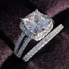 925 srebrne obrączki ślubne Zestaw 3 w 1 pasmo pierścionka dla kobiet zaręczynowych mody biżuterii palec księżyca R4627269Q