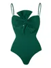 Kadın Mayo 2024 Bowknot Kadın Bir Parçalı Strappy Mayo Vintage Bather Banyo Yüzme Sim Su Kavrama Sahil Giyim Yaz Bodysuit