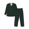 Men's Sleepwear Vintage Plaid Pajama Sets Green And Blue Cute Soft Men Long Sleeve Bedroom 2 Piece Nightwear Large Size