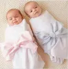 Newborn Swaddle Sash Baby Solid Color Grid Photo Props Maternity Cotton Bow Sash Photography Accessories Infant Outfits Christmas Gift BJ