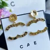 Luxury Copper Stud örhängen Boutique Gold Plated Ear Stud New Womens Par Gift Smycken med låda Högkvalitativa charmörhängen