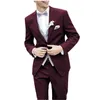 Diseñador de moda Trajes guapos Novio de boda Esmoquin Solapa con muesca Traje de novio de un solo pecho 3 piezas Blazers Chaleco Trajes de pantalón Esmoquin Color puro