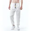 Pantalons pour hommes Jogger Hommes Satin Confortable Taille élastique Pantalon de survêtement Mode Haute Qualité Streetwear Pantalon décontracté Mâle Blanc