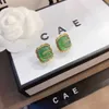 Stud Stud Green Gemstone Charm Earrings Fashion Womens Gift Jewelry Ear Stud Brand Designer Luxury Jewelry Girl Gold Plated Earrings with Box Luxury Earrings