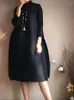 Casual klänningar miyake original veckad vintage klänning vinter turtleneck lös high fashion estetiska designer kvinnor abayas eleganta kläder