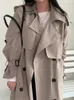 Trenchs de femmes manteaux simples abricot veste coupe-vent haut pour femme double boutonnage lâche décontracté gris automne x678