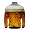 Jaquetas masculinas harajuku dia internacional da cerveja 3d impressão zíper raglan jaqueta blusão masculino/meninos confortáveis casacos de gola
