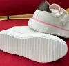 Designer tränare sneaker casual skor kalvskinn läder vit grön blå läder överlägg plattform låga sneakers skor