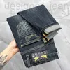 Jeans para hombres Diseñador Diseñador Fnedi Blakc Jeans Productos europeos de moda de alta gama para otoño e invierno 2024 Pantalones de mezclilla de pierna pequeña de ajuste delgado azul para hombre Little Monster