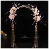 Hårtillbehör vintage blommor hårband för flickor lång tofs kinesisk stil elegant dekorativ pannband cosplay fest trasa