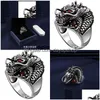 Designer David Yuman Jóias Pulseira Jade Anjo S925 Sterling Sier Thai Dragon Head Anel Dominador Personalidade Moda Zodíaco Dhv6T