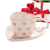 Tassen Herzförmige Kaffeetasse Set Keramik mit Untertasse 250 ml Kreative Trinkgeschirr für Valentinstag Muttertag Drop Lieferung Home Garden Kitch Dhgl9