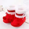 Boots Baby Cute Thickened Plush Flat Shoes Infant Girls Boys Bobbles Bow Non-Slip Soft Sole First Walker Winter Warm