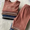 2024 Custom Toddler Kids Ribbed Knitting Pyjamas Solid Cotton Winter Lounge Boy Girl Casual Pyjamas Barn varm sömnkläder 240122