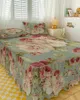 Jupe de lit fleur de pivoine, couvre-lit ajusté élastique Vintage avec taies d'oreiller, housse de matelas, ensemble de literie, drap