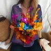 Chemisiers pour femmes personnalisé créatif encre 3D imprimé chemise automne classique simple boutonnage mode ample rue décontracté à manches longues