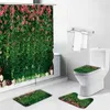 シャワーカーテンアフリカのシャワーカーテントロピカルグリーン植物葉の怪物バスルーム装飾