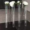 10pcs)Wholesale events wedding decoration ballroom 3 heads glass flower stand centerpieces acrylic cylinder floral vase decorations pedestals columns stage