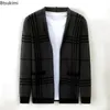 Erkek Sweaters 2024 Moda Örme Kılıf Ceket Kore tarzı çizgili ince fit kazak katları basit gündelik giyim blazer üstleri