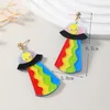 Europa e os estados unidos interessante arco-íris alienígena disco voador brincos engraçados femininos brincos de acrílico personalidade design exagero
