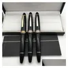 Plumas estilográficas al por mayor Serie de lujo 149 Bright Black Sier Clip M Nib Pen Penless Case Drop Entrega Oficina Escuela Negocio Industria DHJ6G