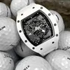 Richardmiler Luxury Watches Automatic Winding Mens Wristwatch Richardmiler RM055 White Ceramic Manual Mechanical Mens Watch med en diameter på 4 H6ZT