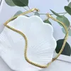 Necklaces 5Pcs ,18K Gold Plated Women Fashion Simple Design Flat Snake Chain Jewelry Necklace Waterproof Hip Hop For Men 2023