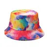 Basker tie-dye bläck målning mönster fiskare hatt män kvinnor mode gata dubbelsidig slithink hattar unisex sol möss