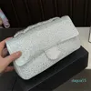 Tasarımcı Kadınlar Elmaslar Glitter Parlak Omuz Çantası Full Rhinestone Tasarım Crossbody Flep Pouch Çantalar Leydi Zincir Kayışı Partisi Akşam Çanta