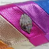 Axelväskor 2023 Kurt G Luxury Clutch Bag Multi Colorful Patchwork Handväska Elegant och elegant middagsväska Metallisk kedja Jointing Purse T240123