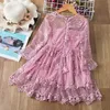 Girl's Dresses Baby Girl Casual Clothes for 3-8Y Children Flower Lace White Wedding Princess Pink Dress New Year Birthday Party Costume for Kid