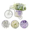 Flores decorativas bicicleta plantador suporte artificial hortênsia rosa decorações de casamento ornamento flor