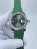 새로운 패션 여성 손목 시계 여성 시계 36mm 자동 기계 운동 녹색 고무 스트랩 스테인리스 스틸 생일 선물 여성 디자이너 손목 시계