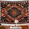 Wandtapijten Oranje Zon en Maan Tapijt Muur Hangend Indie Hippie Mandala Cool Wandtapijten Esthetisch Tapijt voor Slaapkamer Woonkamer