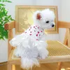 Vêtements pour chiens Vêtements pour animaux de compagnie Robe d'impression de fraise pour chiens Vêtements Chat Petit Dot Gaze Jupe Mignon Mince Printemps Été Blanc Mode Fille