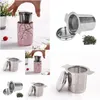 Coffee Tea Tools Strainer Lid Teas Infusers Basket Reusable Fine Mesh Filters Stainless Steel With Double Handles Leaf Teapot Drop Dhm1I