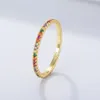 Ringe Trumium Echte 925 Sterling Silber Hochzeit Ringe für Frauen Vergoldet Ring Bunte Zirkon Regenbogen Eternity Band anillos mujer