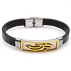 Charm Bracelets Fashion Vintage Stainless Steel Leather Men Bangles Hand Woven Jewelry Bracelet Birthday Party Gift