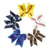 Niedliche 7-Zoll-8-Zoll-große Softball-Team-Baseball-Cheer-Bögen, Knoten-Haarbänder, handgefertigtes Band und Leder-Haarschleife für Cheerleading-Mädchen BJ